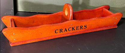 Charming cracker caddy divided wooden cracker serving tray vintage kitchen collectible