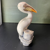 G.H. Cook Company Pelican standing on dock pilings sculpture vintage collectible beach theme figurine