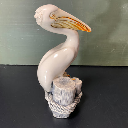 G.H. Cook Company Pelican standing on dock pilings sculpture vintage collectible beach theme figurine