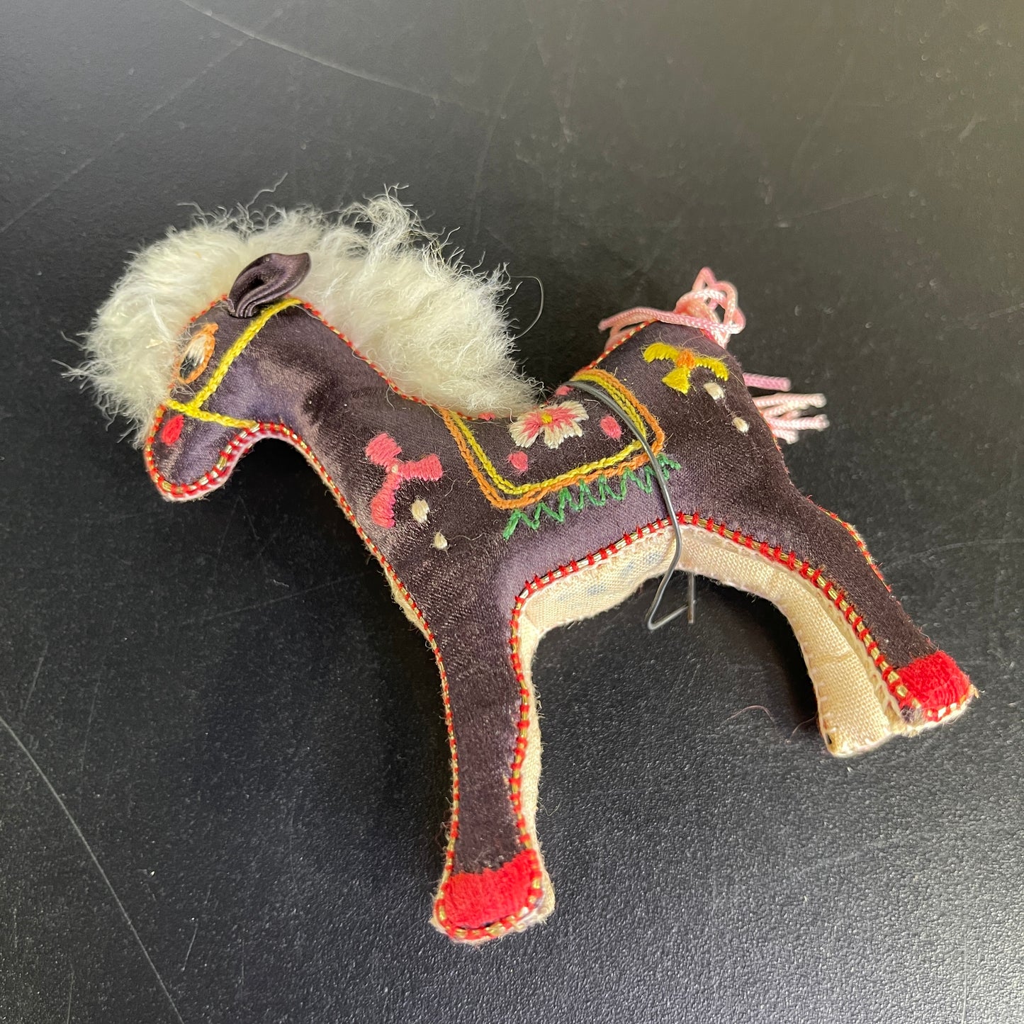 Handsome horse decorated for a parade vintage 1970s collectible Christmas ornament
