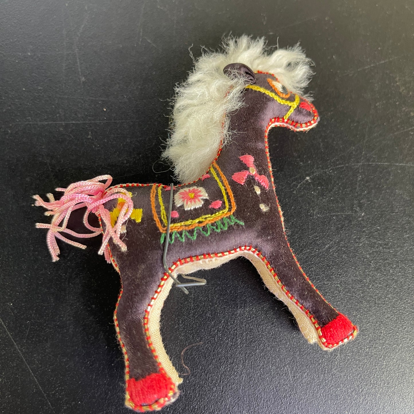 Handsome horse decorated for a parade vintage 1970s collectible Christmas ornament