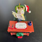Merry Christmas Boss Mouse reading the paper at desk vintage plastic ornament