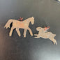 Rustic Horse and Rabbit metal cut-outs vintage Christmas ornaments