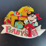 Minnie Mouse with rocking horse Baby's First Christmas vintage fabric ornament