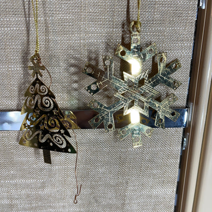 Glimmering brass and gold-toned choice vintage Christmas ornaments see pictures and variations*