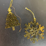 Glimmering brass and gold-toned choice vintage Christmas ornaments see pictures and variations*