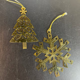 Glimmering brass and gold-toned choice vintage Christmas ornaments see pictures and variations*