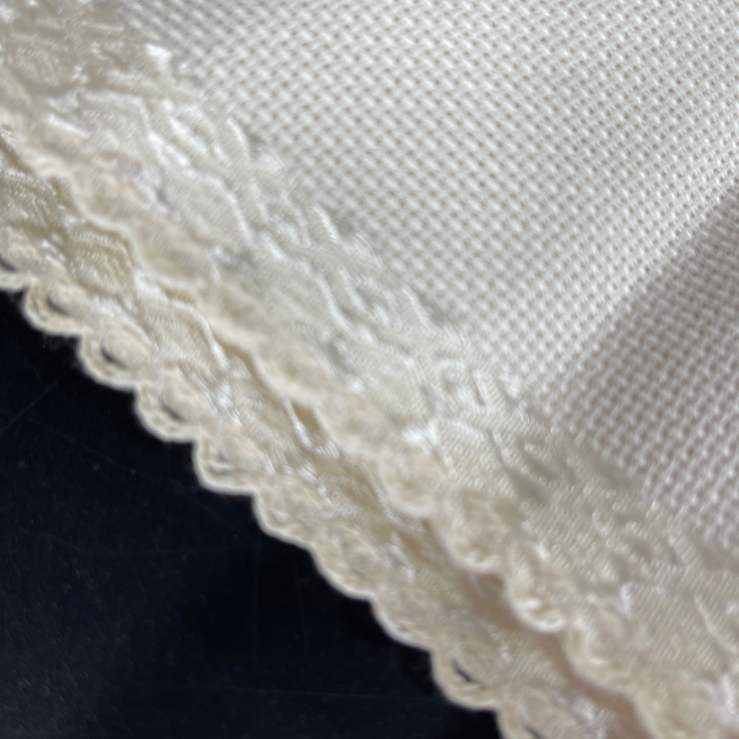 Beautiful banding with scalloped lace edging ivory 16 count needlecraft fabric*