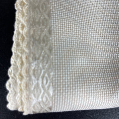 Beautiful banding with scalloped lace edging ivory 16 count needlecraft fabric*