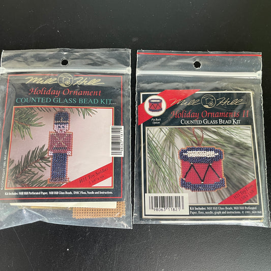 Mill Hill choice sets of 2 Christmas ornaments counted glass bead kits see pictures and variations*