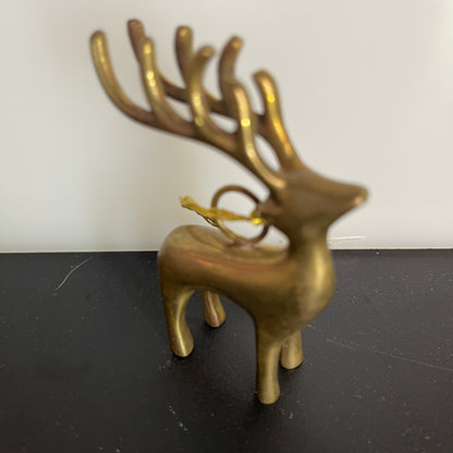 Sensational solid brass reindeer vintage Christmas ornament