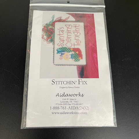 Aidaworks Stitchin' Fix Santa's Coming Tonight counted cross stitch kit 18 count Waterlily