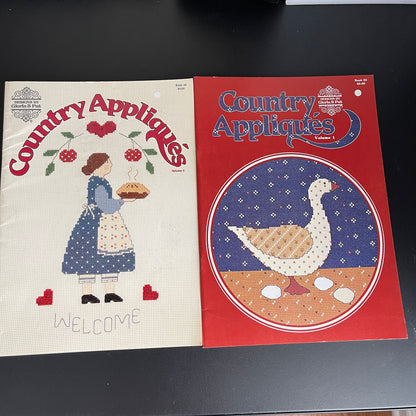 Gloria & Pat Country Applique's Set of 2 Volume I (1984) & II (1987) Counted Cross Stitch Charts