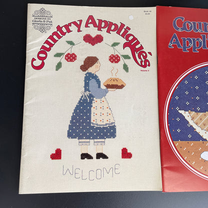 Gloria & Pat Country Applique's Set of 2 Volume I (1984) & II (1987) Counted Cross Stitch Charts