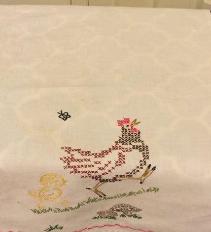 Vintage hand embroidered tea towel