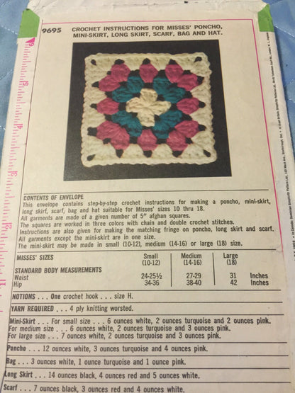 Simplicity, real 70's retro, crochet, pattern 9695 vintage 1971, crochet patterns*