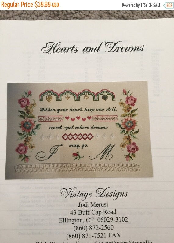 Hearts and Dreams counted cross stitch kit by Vintage Designs perfect for wedding or anniversary