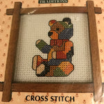 Country Collectibles Patchwork Bear mini counted cross stitch kit with frame