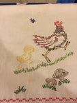 Vintage hand embroidered tea towel