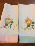 Set of 2 matching hand embroidered and applique hand towels