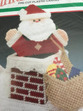 Bucilla Christmas Up the Chimney Centerpiece/Doorstop plastic canvas kit