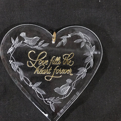 Hallmark, Love Fills the Heart Forever, Cards, Vintage 1988 Heart Shaped Ornament, QX3744