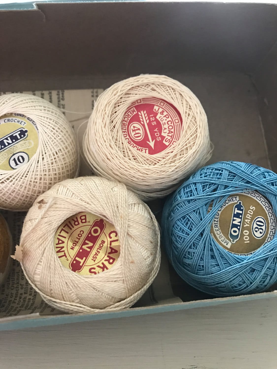 Clark's O.N.T Mercerized Crochet Box and thread, Vintage Thread