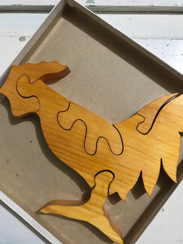 A Fritz Mattern Design wooden Rooster puzzle, Vintage Collectible