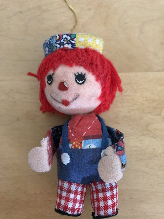 Raggedy Andy, Style Doll, Vintage  Ornament, 3 inch high, Style Doll, Vintage  Ornament, 3 inch high