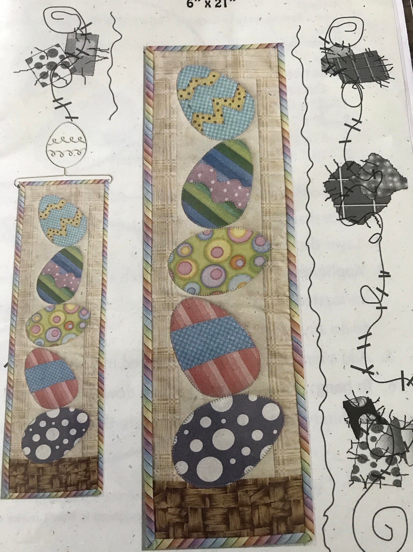 Easter Egg quilted banner, 6' x 21"