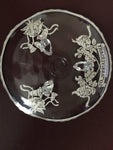 Anniversary, 50th,  Clear Glass and Gold trim Plate Dish Round, Vintage Collectible