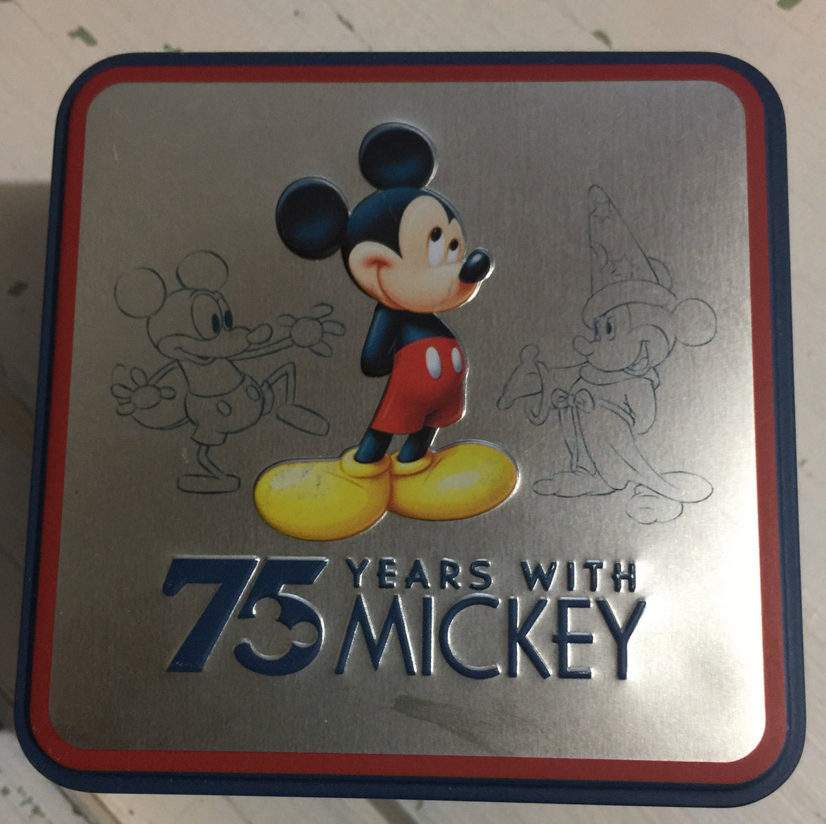 Vintage 75 Years with Mickey Small Tin 4 by 4 inches