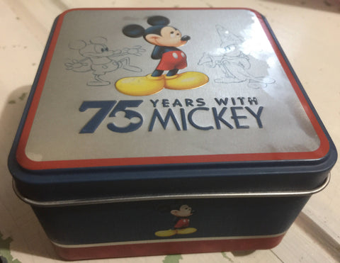 Vintage 75 Years with Mickey Small Tin 4 by 4 inches