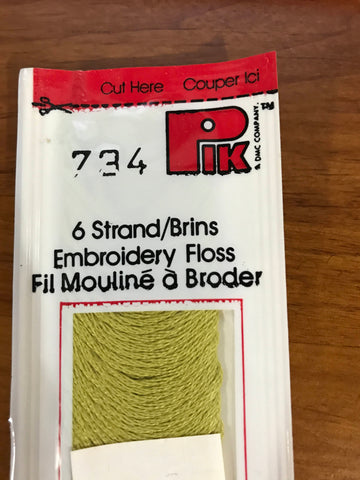 DMC, Embroidery floss, Pik Corp #734, Vintage, hard to find floss