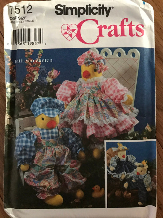 Vintage Simplicity Pattern 7512 Duck and Chick with Clothes