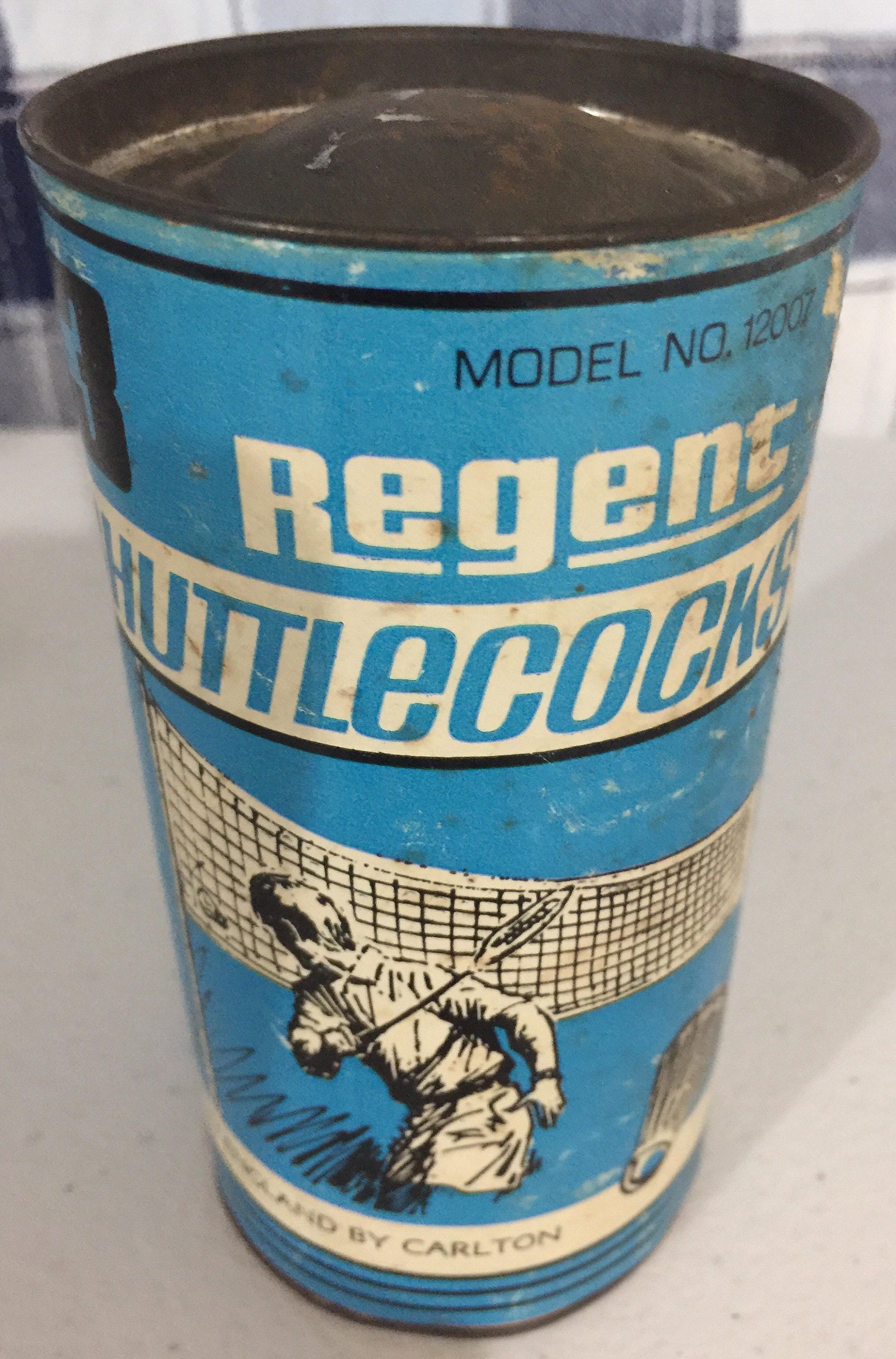 Rare Blue tin Shuttlecocks Regent 3 Pack Model No. 12007 vintage new in tin made  in England by Carlton