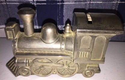 Steam locomotive, Vintage Collectible, metal silver tone bank