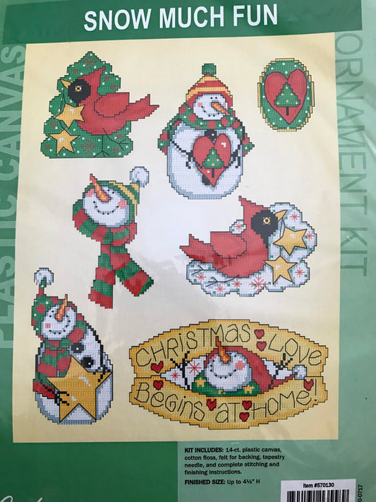 Craftways counted cross stitch Snow Much Fun ornaments kit