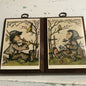 Hummel picture/plaques, girl with bird, boy with bird. Vintage 1981, set of 2 wooden Collectibles