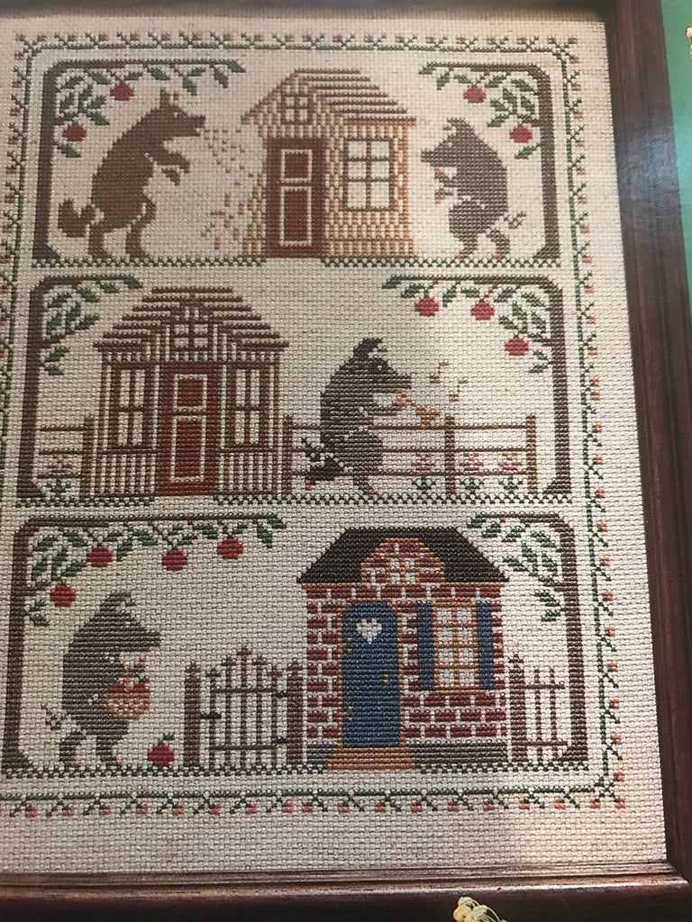 The Prairie Schooler, The Three Pigs, Vintage counted cross stitch pattern  book 18 Out of Print