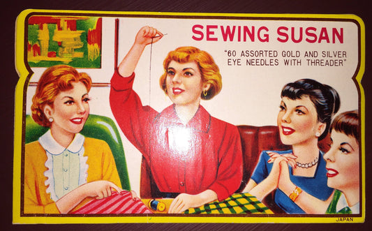 Vintage Sewing Susan Gold and silver needle set without threader and appears to be missing 15 out 60 needles