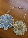 Beaded Ornaments, Set of 2, stitched on perforated paper