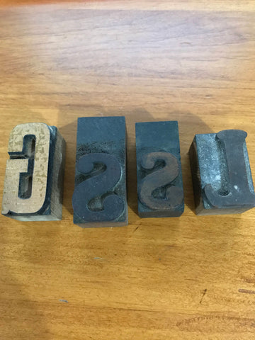 Vintage Set of 4 Wooden letter blocks, (s, s, l, g)