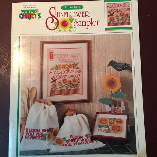 Patricia Hall's Sunflower Sampler color charts Vintage cross stitch pattern book Volume #30401