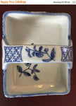 Stone pottery basket with floral pattern in beautiful blue print