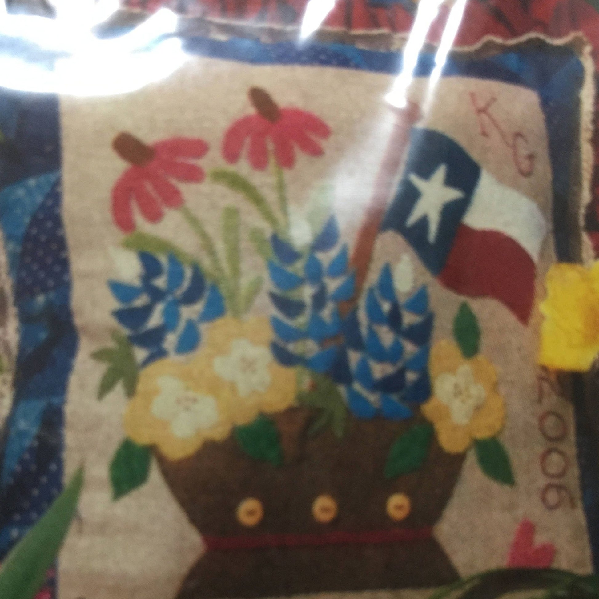 Kim Gaddy Folk Art Designs "Texas Bouquet" felt embroidery pattern, hard to find