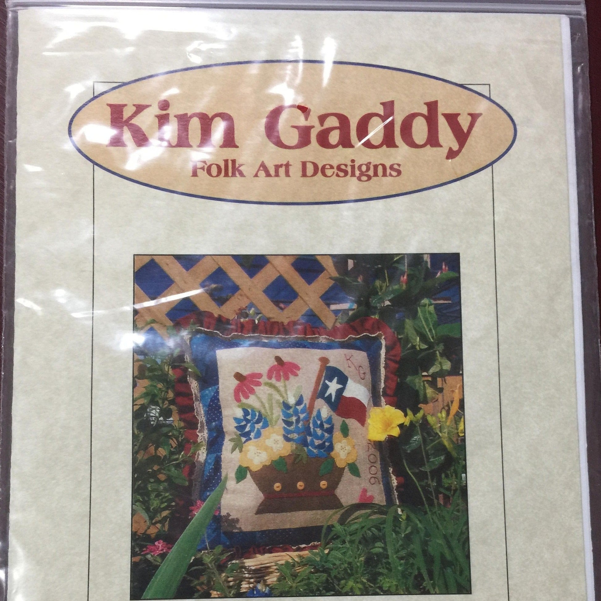 Kim Gaddy Folk Art Designs "Texas Bouquet" felt embroidery pattern, hard to find