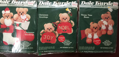 Dale Burdett set of three (3) Christmas, VIntage 1987 felt kits*