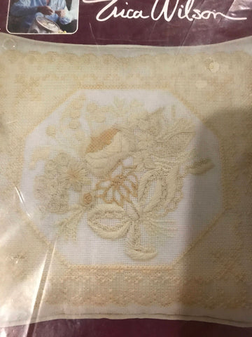 Vintage Creative Expressions Antique White Lace Pillow Needlepoint kit 13" x 14"
