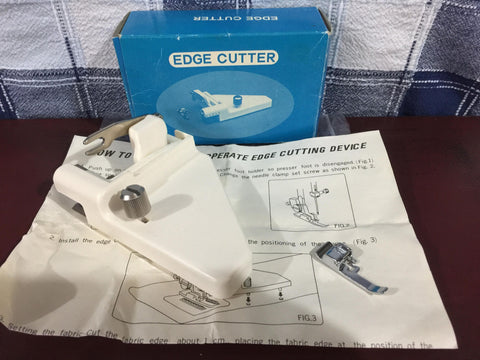 Edge cutter sewing machine instructions and foot in box Vintage tool for sewing machine